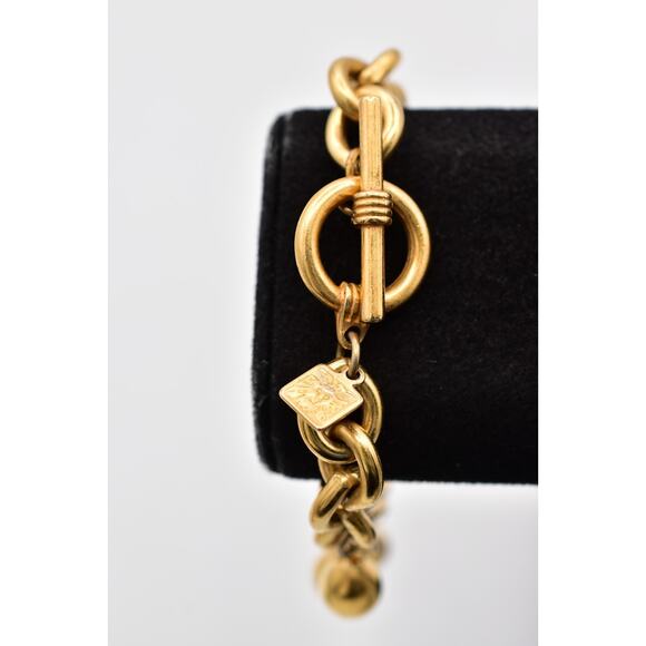 Anne Klein Vintage Charm Bracelet Gold Toggle Teardrop Dangles AK Signed BinO - Picture 2 of 12